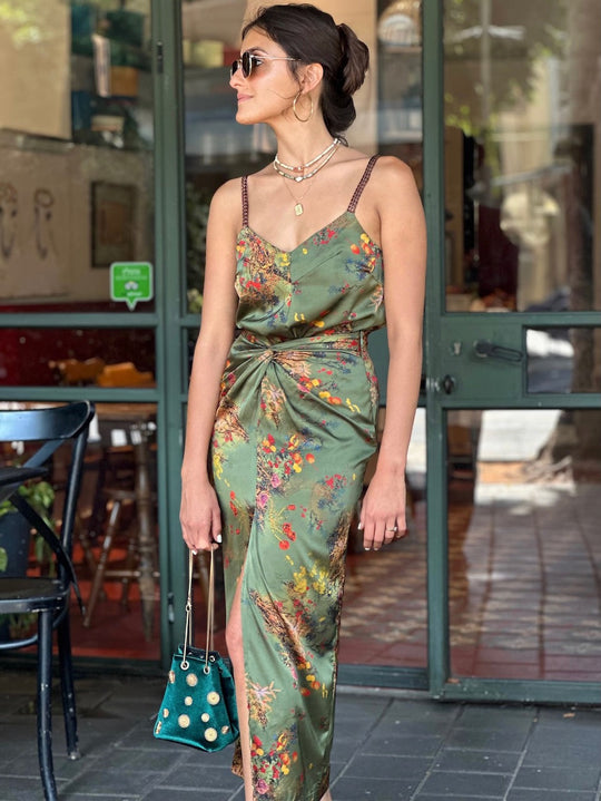 חצאית מקסי ונוס - ירוק זית