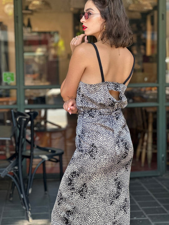 חצאית מקסי ונוס - לבן פרינט תנין