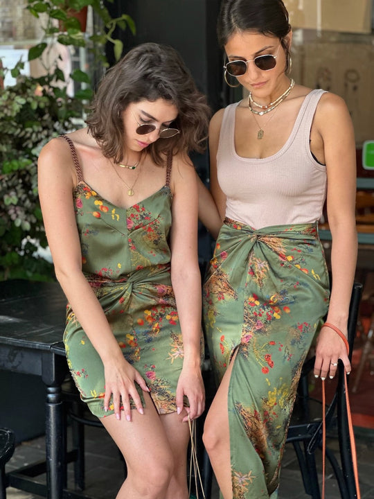 חצאית מקסי ונוס - ירוק זית