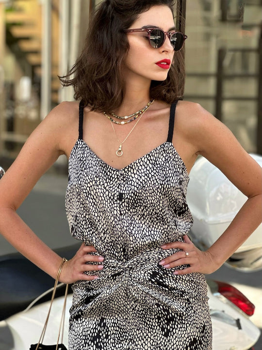 גופיית אתנה - לבן פרינט תנין