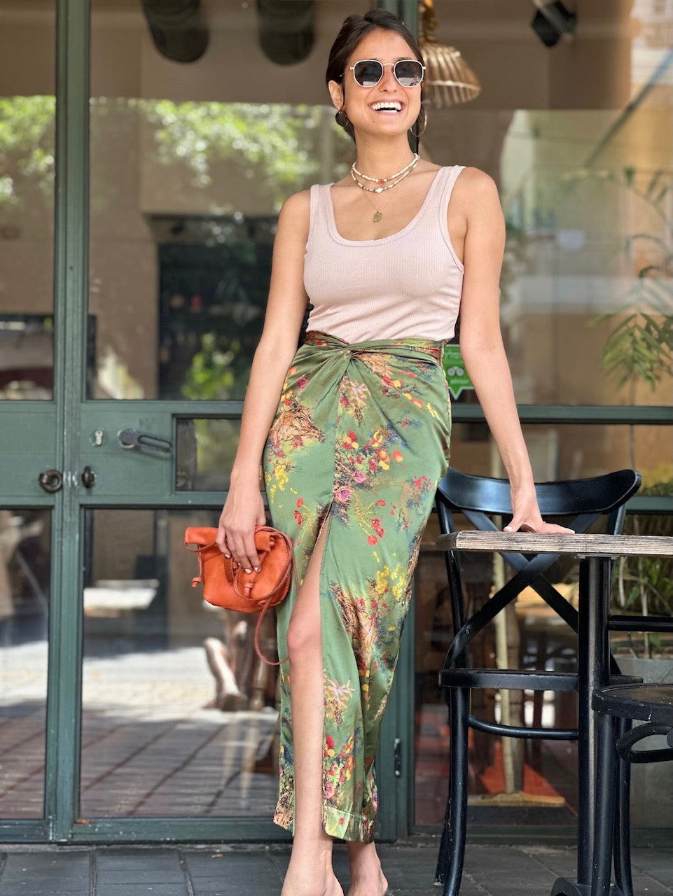 חצאית מקסי ונוס - ירוק זית