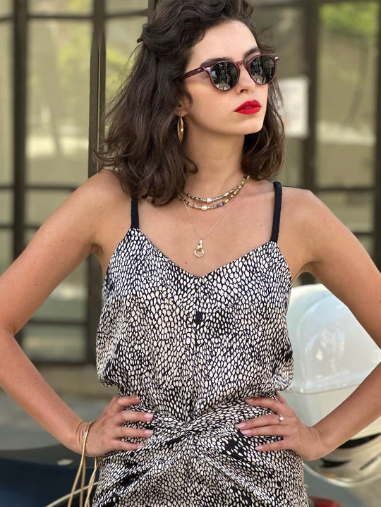 גופיית אתנה - לבן פרינט תנין