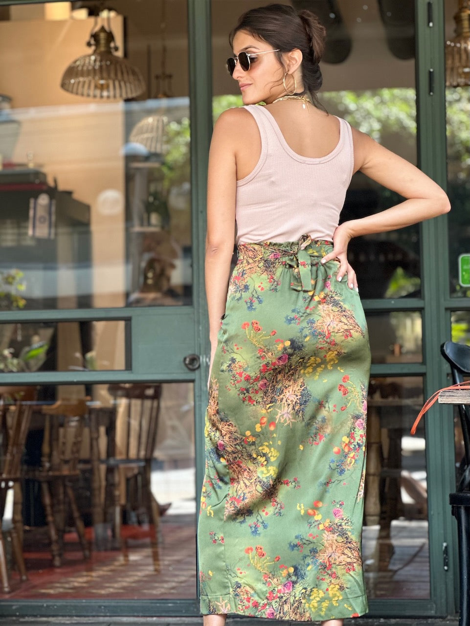 חצאית מקסי ונוס - ירוק זית