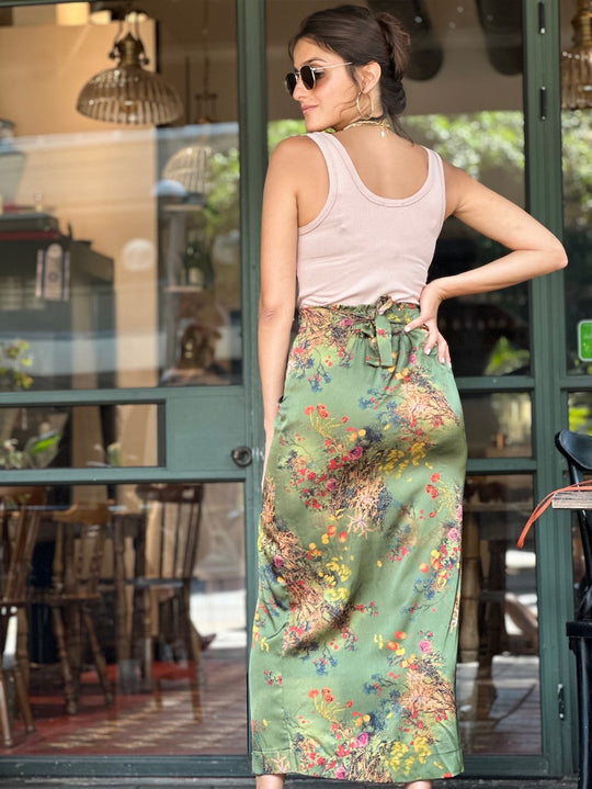 חצאית מקסי ונוס - ירוק זית