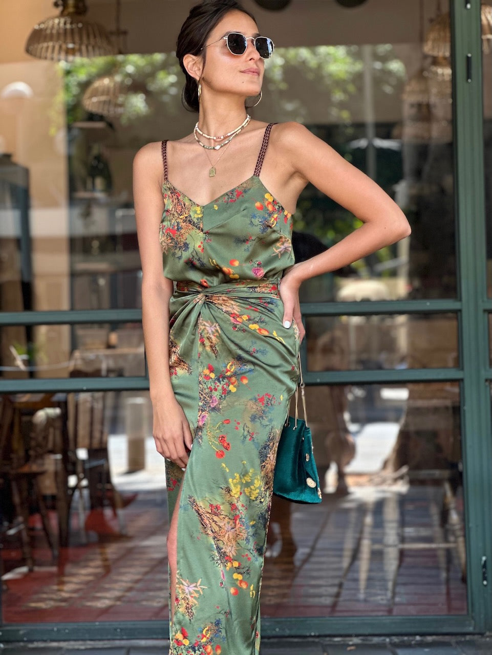 חצאית מקסי ונוס - ירוק זית