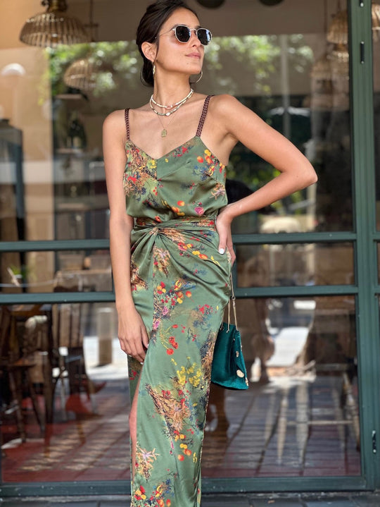 חצאית מקסי ונוס - ירוק זית