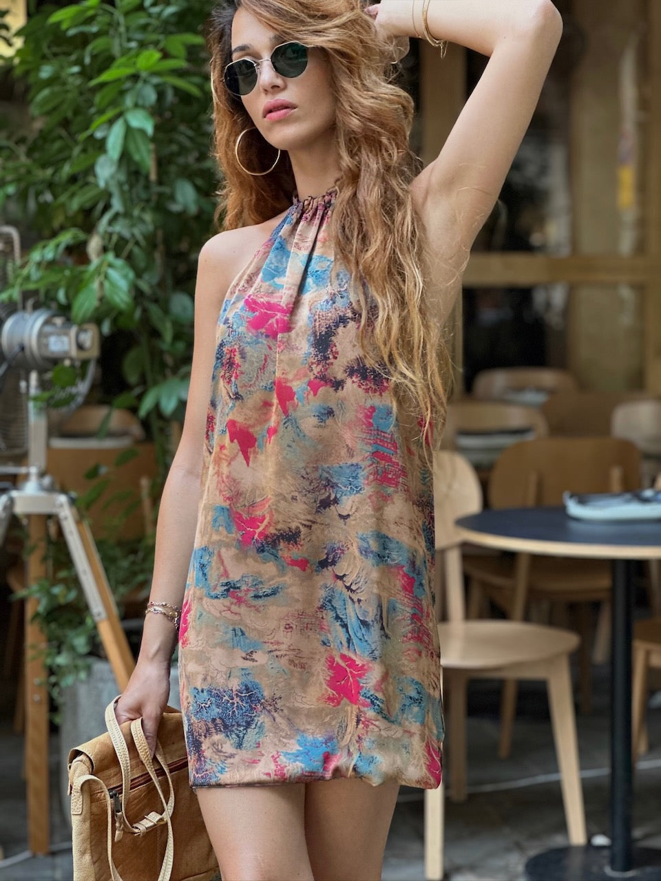 שמלת אליס - מוקה ורוד (צד שני זה ירוק ורוד 70s)