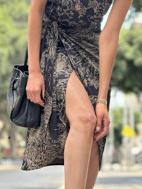 חצאית פלמה - שחור מצויר