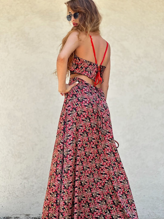 שמלת כרמן - ורוד שחור