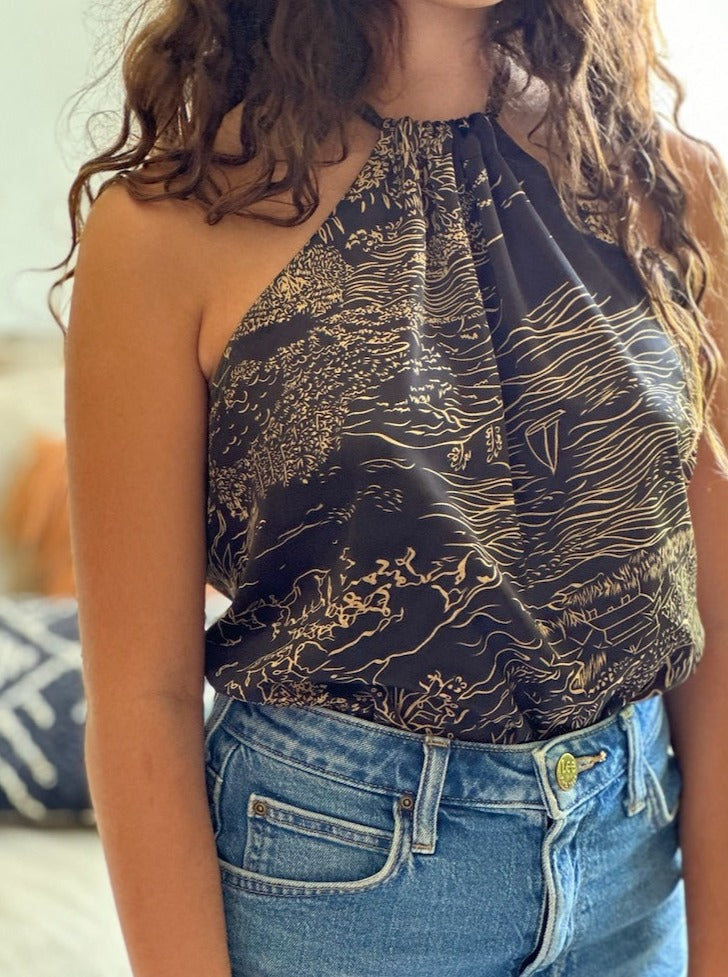 טופ קירה - שחור מצויר