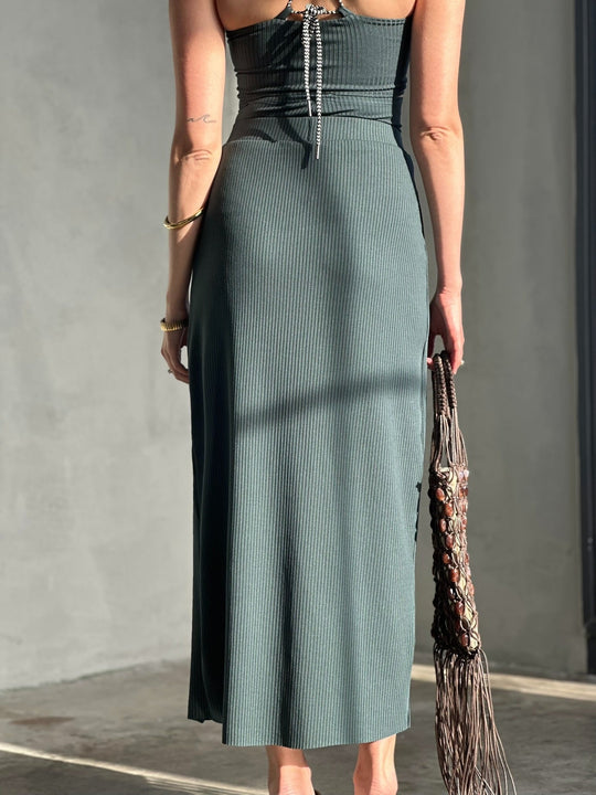 חצאית אלכס - ירוק בקבוק