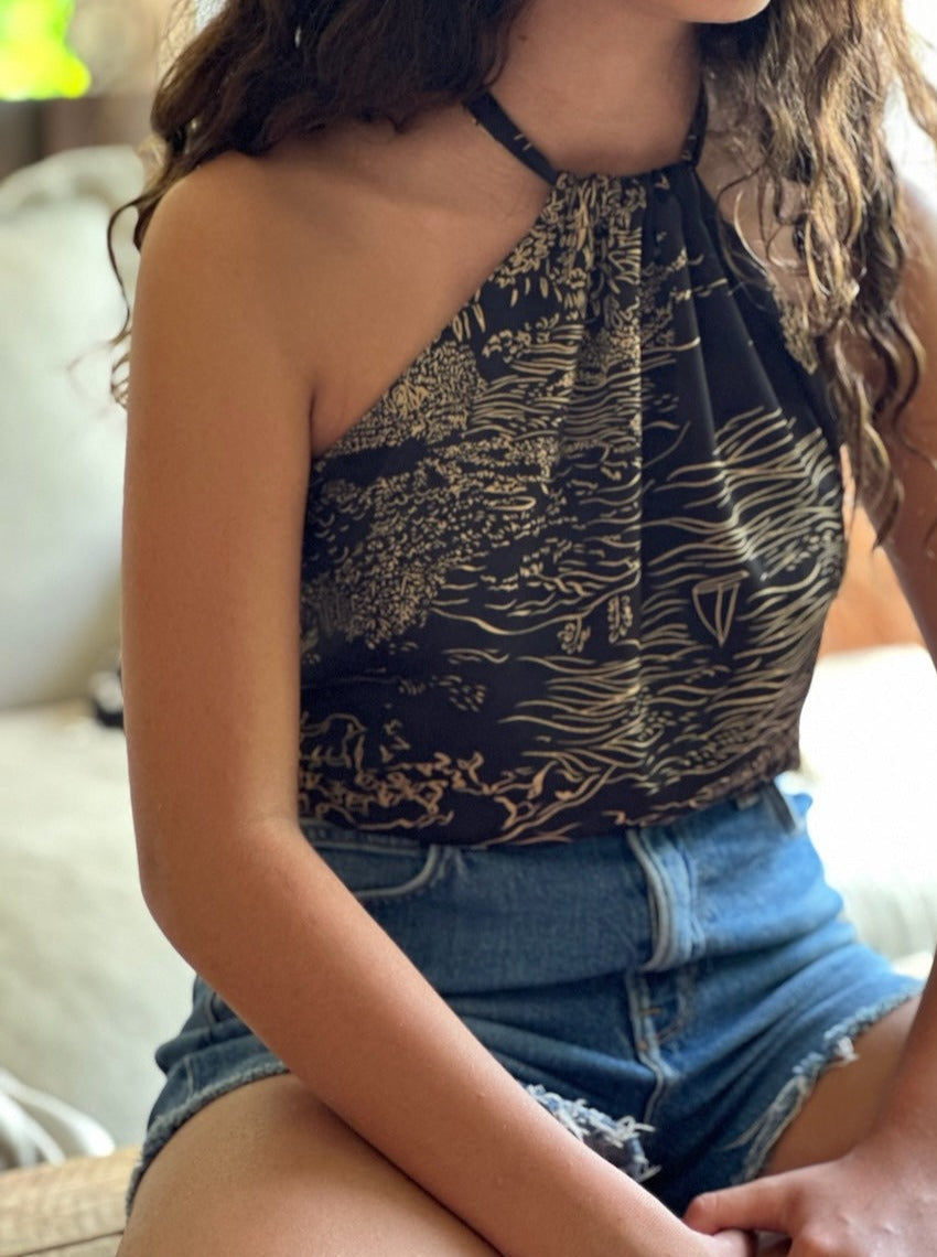 טופ קירה - שחור מצויר