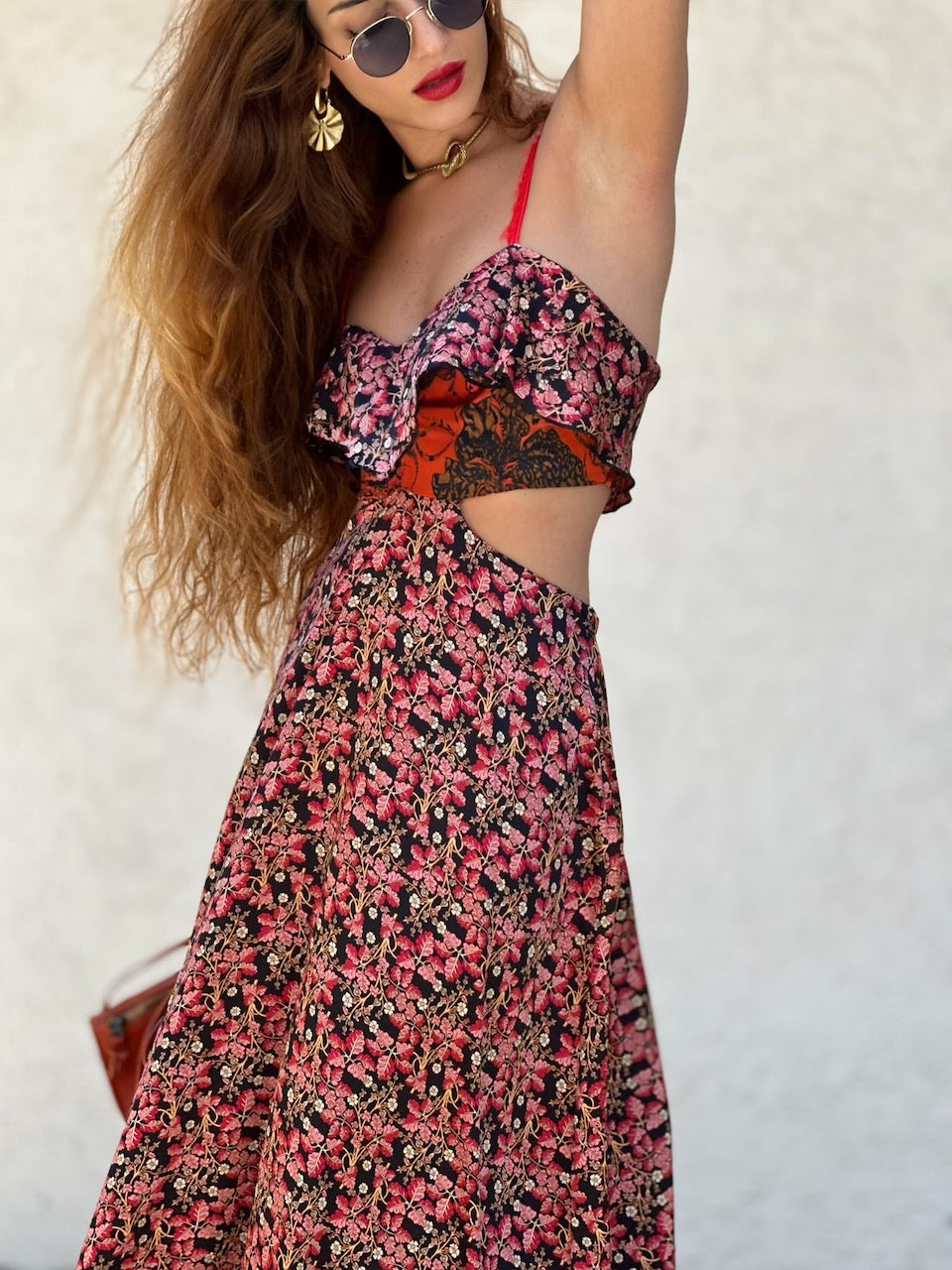 שמלת כרמן - ורוד שחור