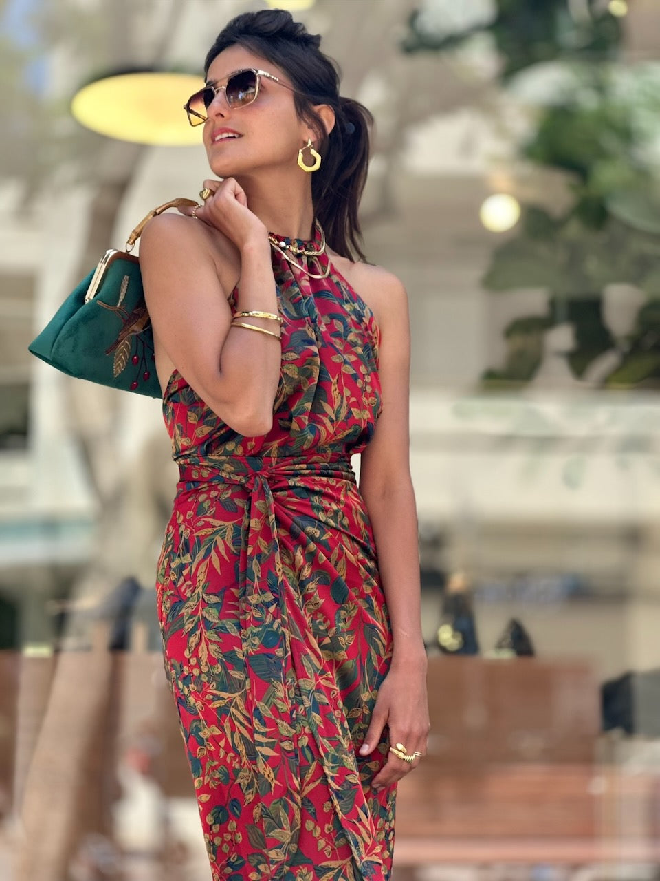 חצאית פלמה - אדום עלים