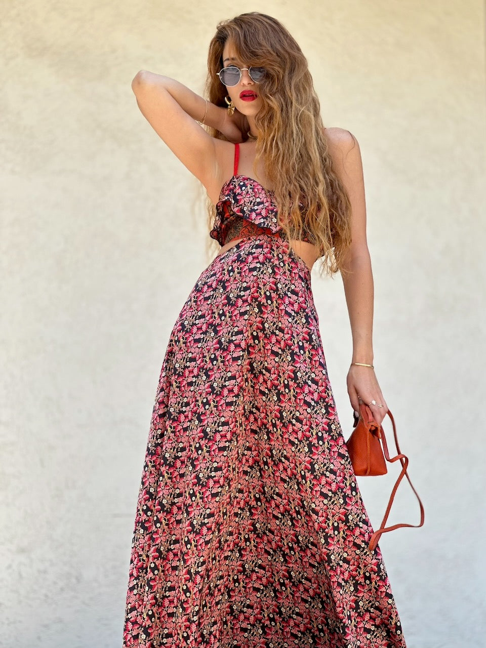 שמלת כרמן - ורוד שחור