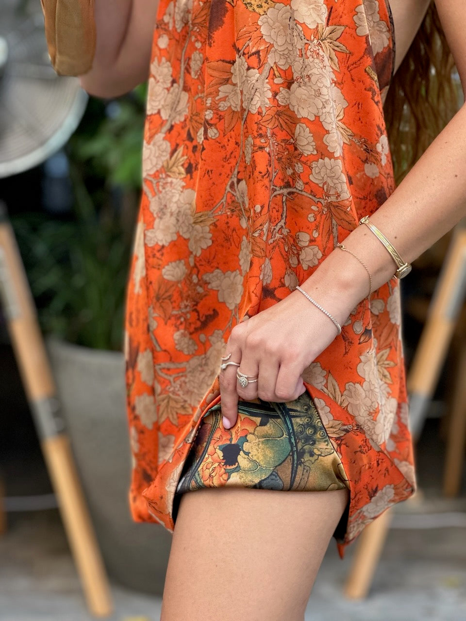 שמלת אליס - כתומה (צד שני כחול-צהוב)