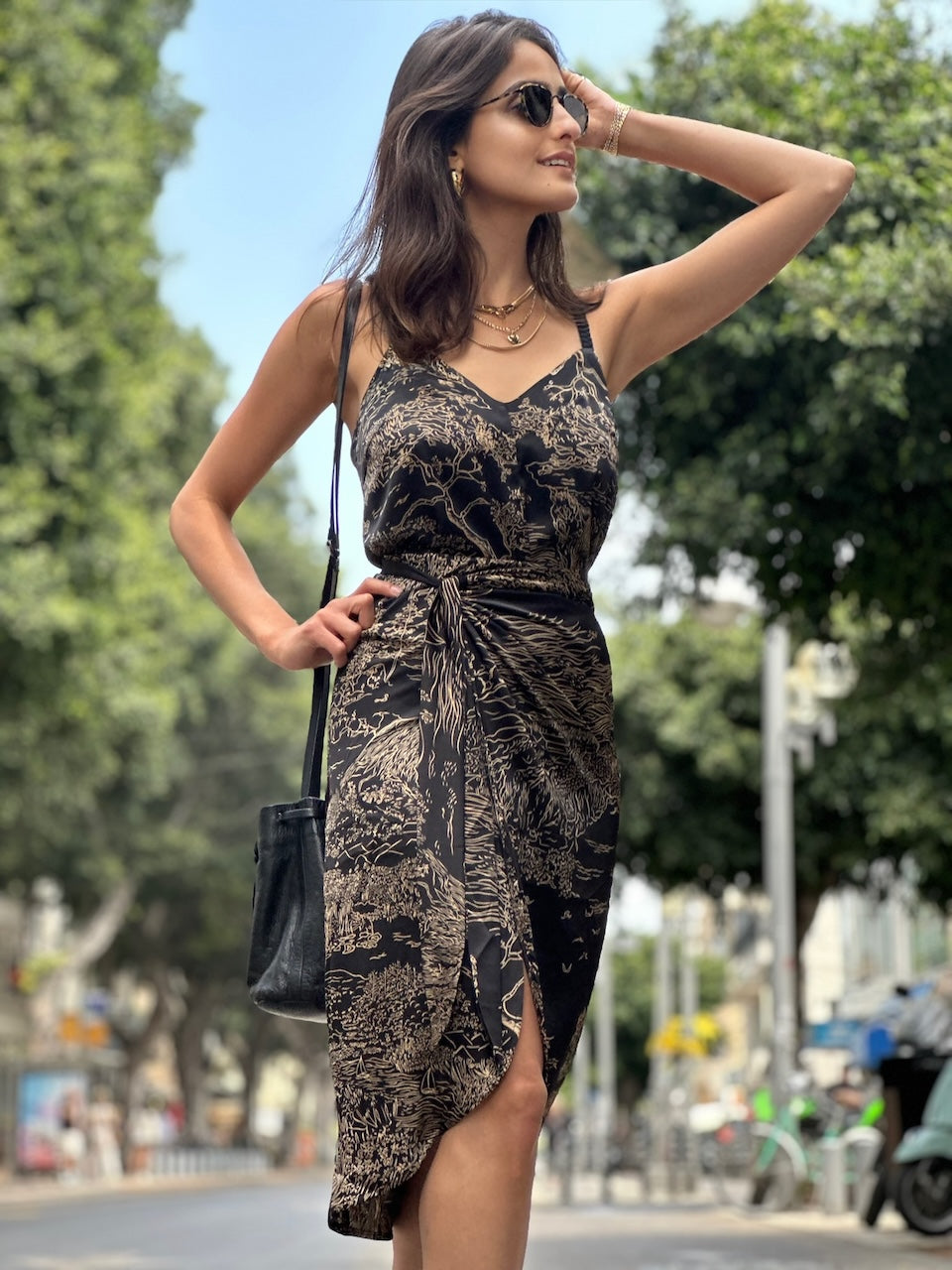 חצאית פלמה - שחור מצויר