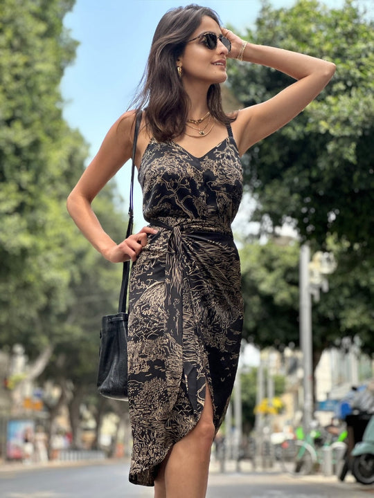 חצאית פלמה - שחור מצויר