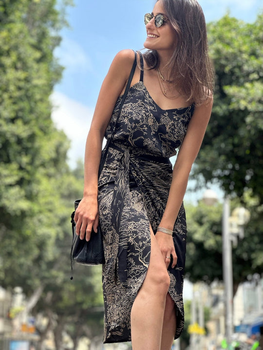 חצאית פלמה - שחור מצויר