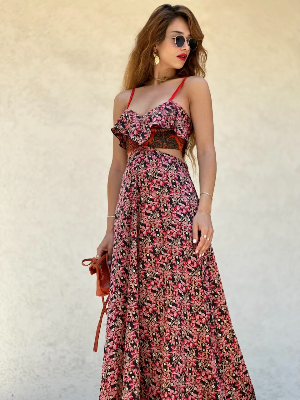 שמלת כרמן - ורוד שחור