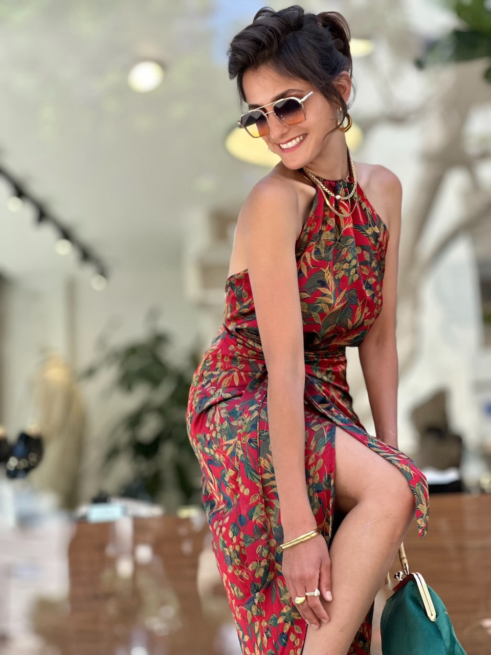 חצאית פלמה - אדום עלים