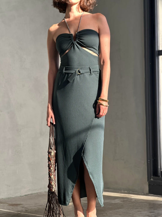 חצאית אלכס - ירוק בקבוק