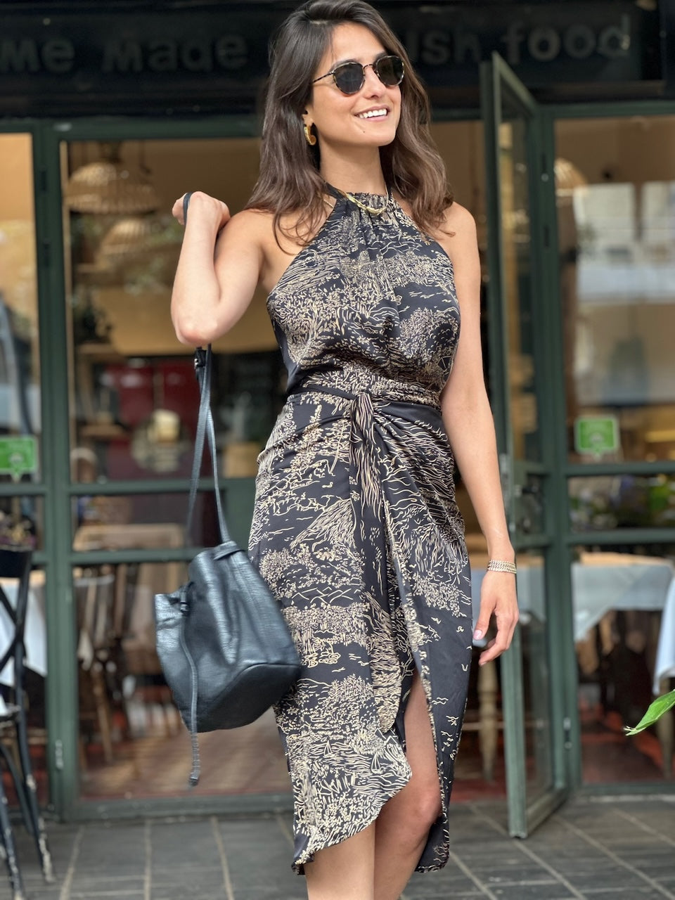 חצאית פלמה - שחור מצויר