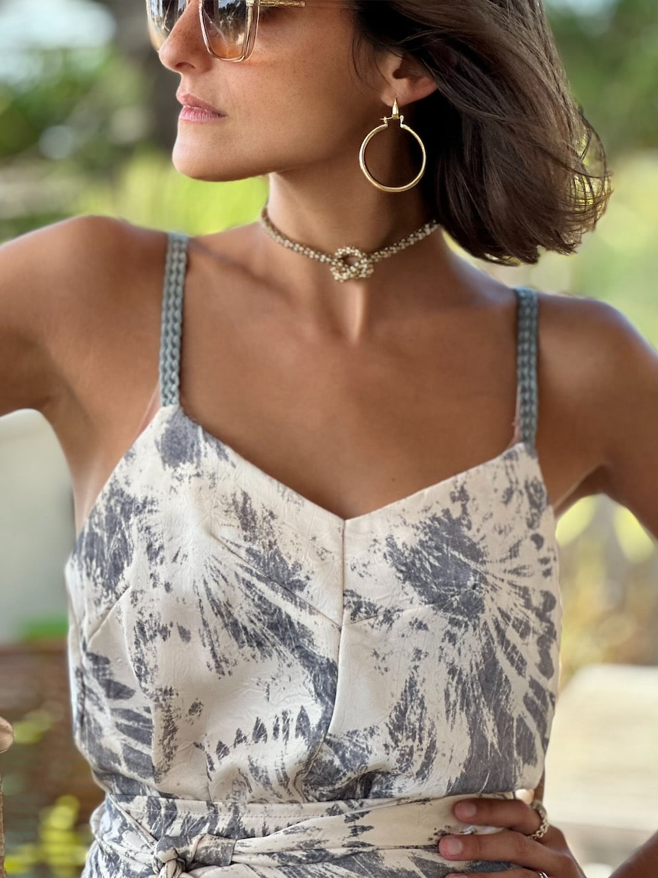 גופיית אתנה - שמנת כחול