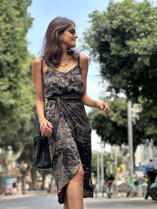 חצאית פלמה - שחור מצויר