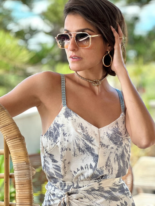 גופיית אתנה - שמנת כחול