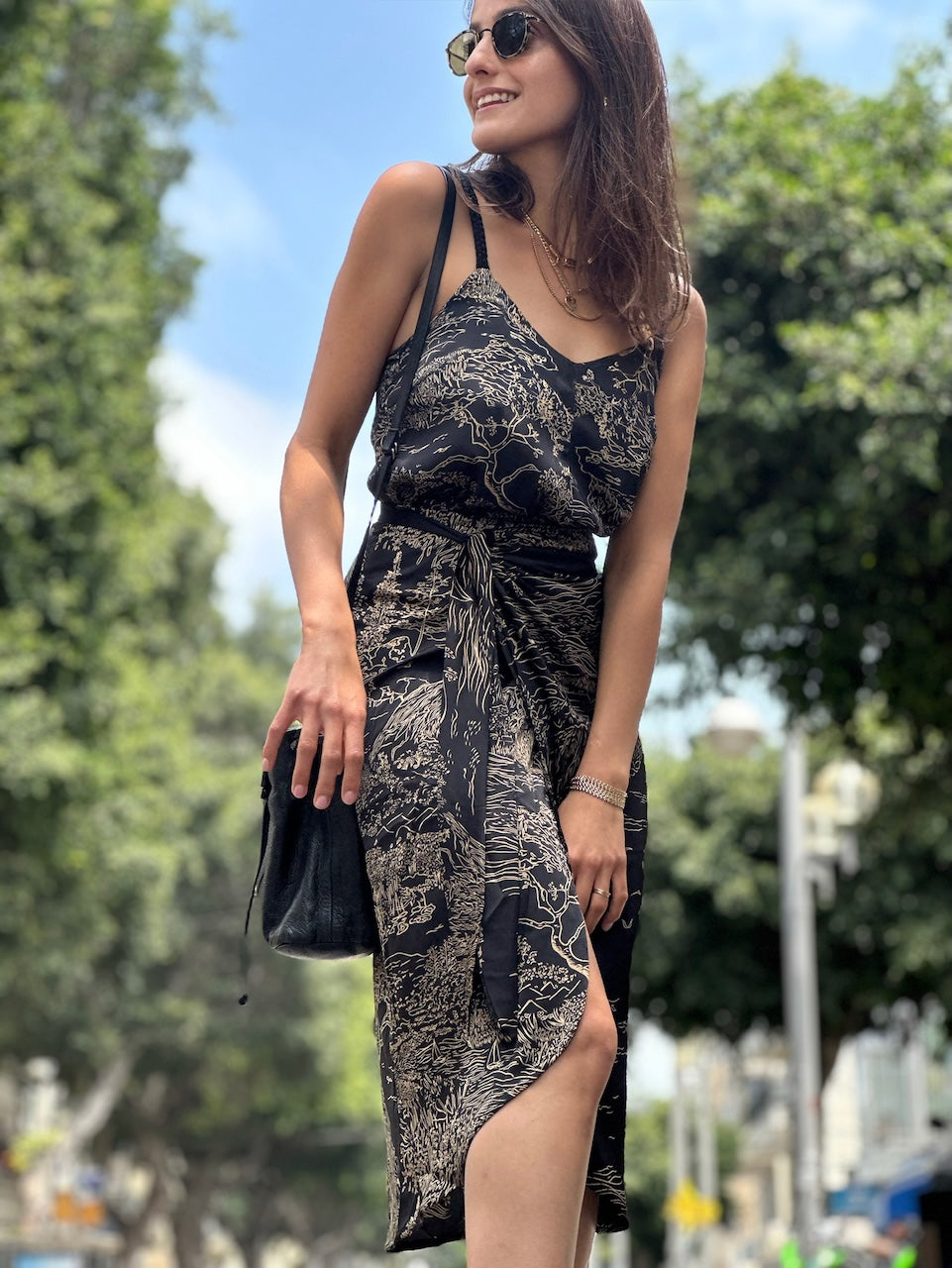 חצאית פלמה - שחור מצויר