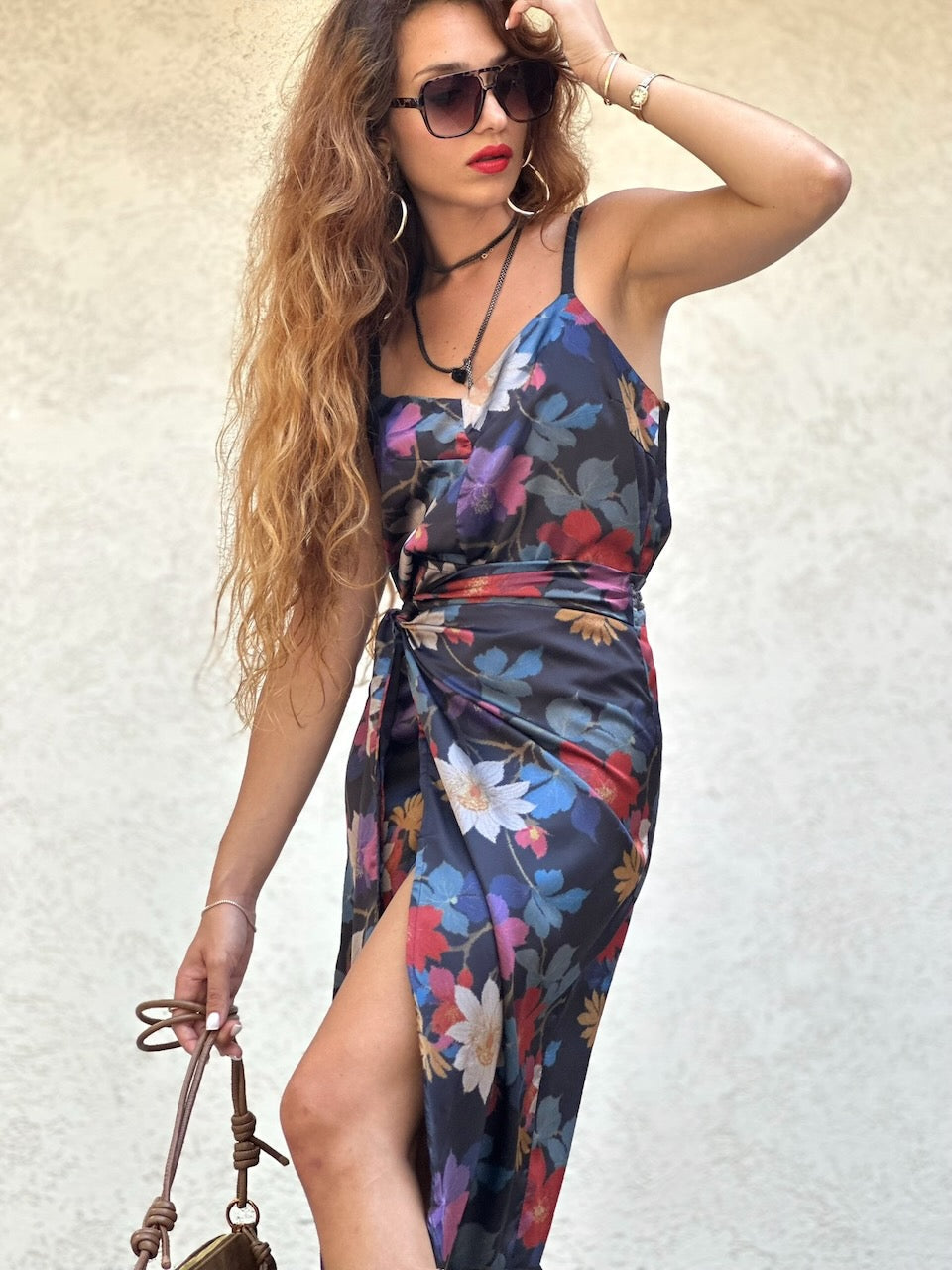 חצאית פלמה - שחור דהוי פרחוני